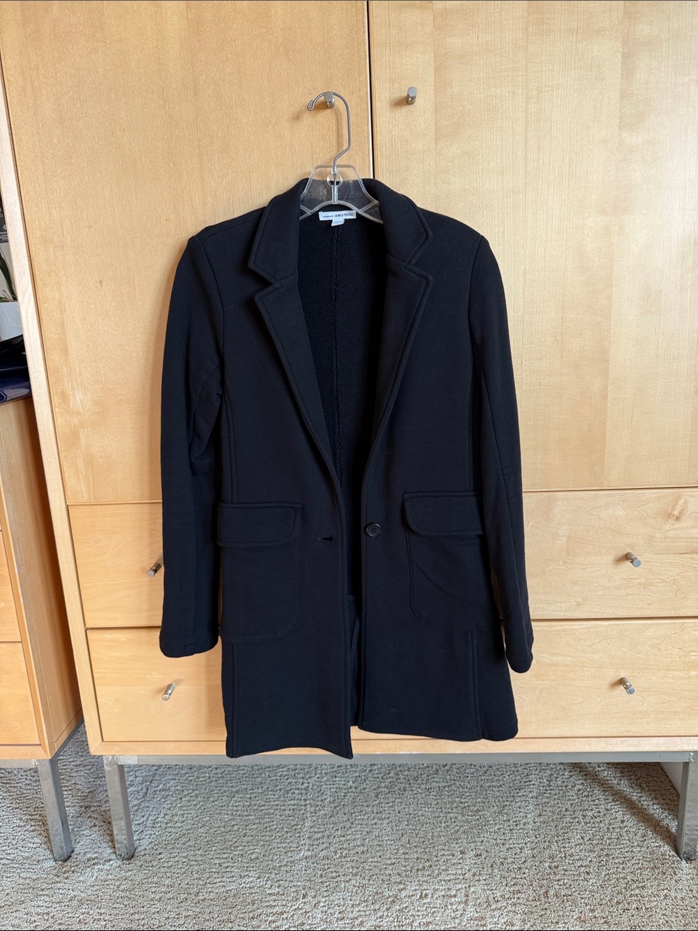 James Perse Black Tailored Single-Button Blazer Coat